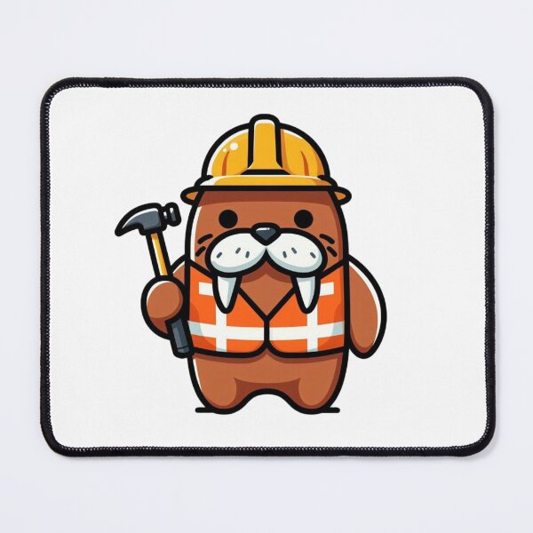 Item preview, Cartoon Walrus Construction Worker – Funny Building Animal Art designed and sold by Confuzz1ed.