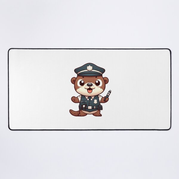 Item preview, Energetic Cartoon Otter Police Officer – Cute Law Animal Art designed and sold by Confuzz1ed.