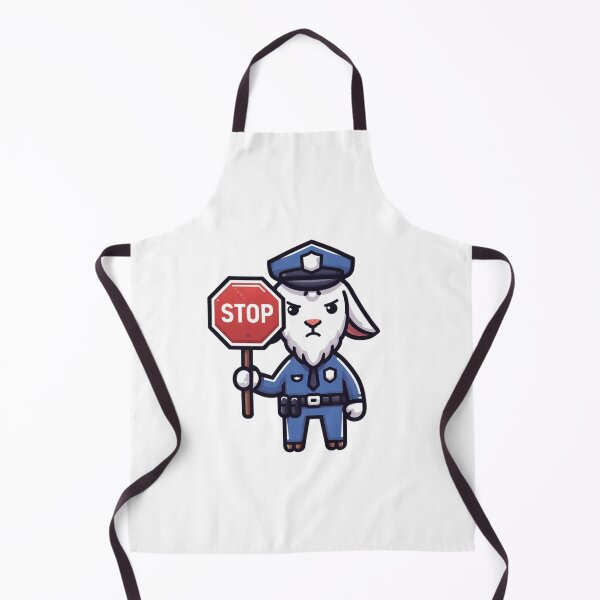 Item preview, Stern Cartoon Goat Police Officer with Stop Sign – Funny Law Animal designed and sold by Confuzz1ed.