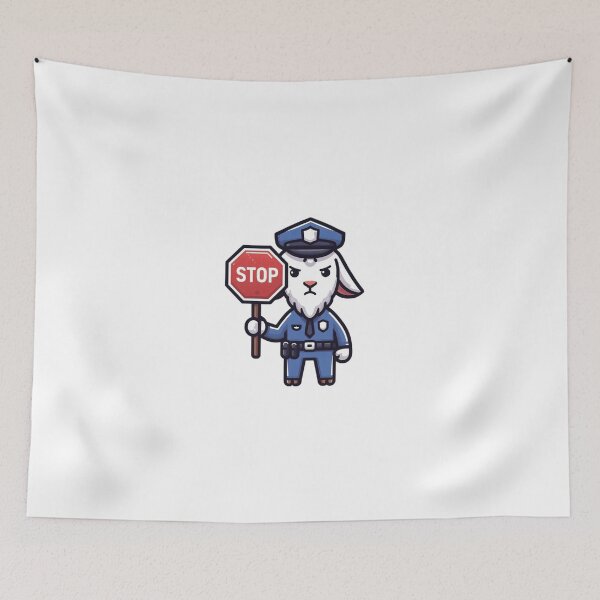 Item preview, Stern Cartoon Goat Police Officer with Stop Sign – Funny Law Animal designed and sold by Confuzz1ed.