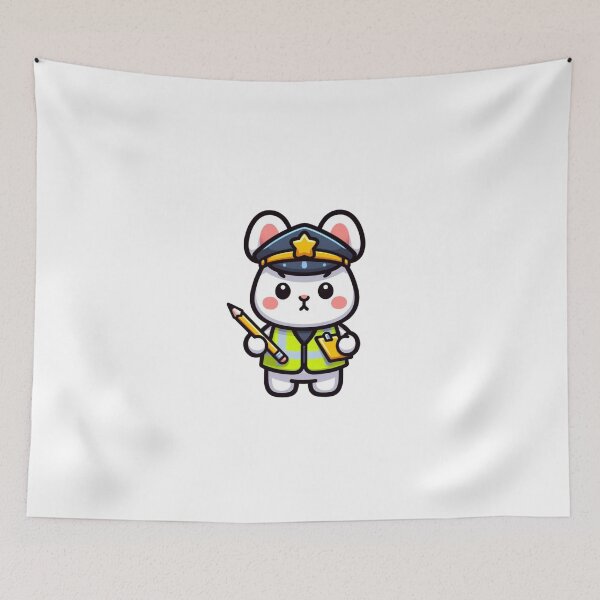 Item preview, Cartoon Bunny Police Officer with Notepad – Cute Law Bunny Art designed and sold by Confuzz1ed.