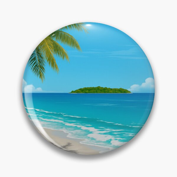 Item preview, Magnifique Plage Tropicale avec Voilier et Palmiers  Stunning Tropical Beach with Sailboat and Palm Trees designed and sold by Drawingshirts.