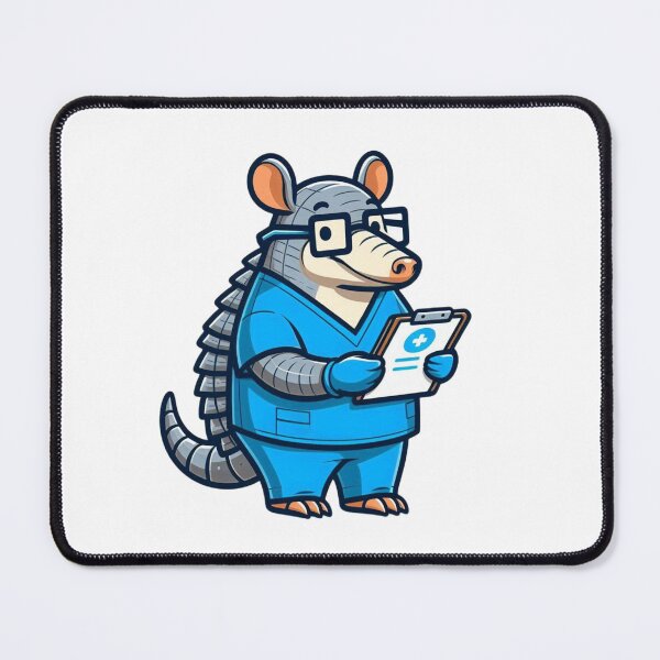Item preview, Cartoon Armadillo Doctor with Glasses – Nerdy Medical Animal Art designed and sold by Confuzz1ed.