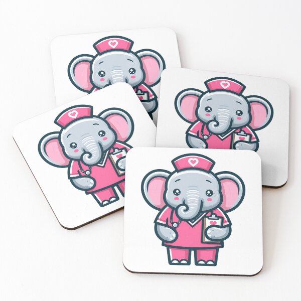 Item preview, Cartoon Elephant Nurse in Pink Uniform – Big Hearted Medical Animal designed and sold by Confuzz1ed.