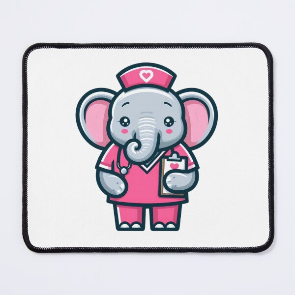 Item preview, Cartoon Elephant Nurse in Pink Uniform – Big Hearted Medical Animal designed and sold by Confuzz1ed.