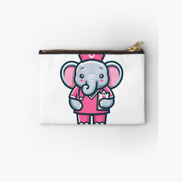 Item preview, Cartoon Elephant Nurse in Pink Uniform – Big Hearted Medical Animal designed and sold by Confuzz1ed.