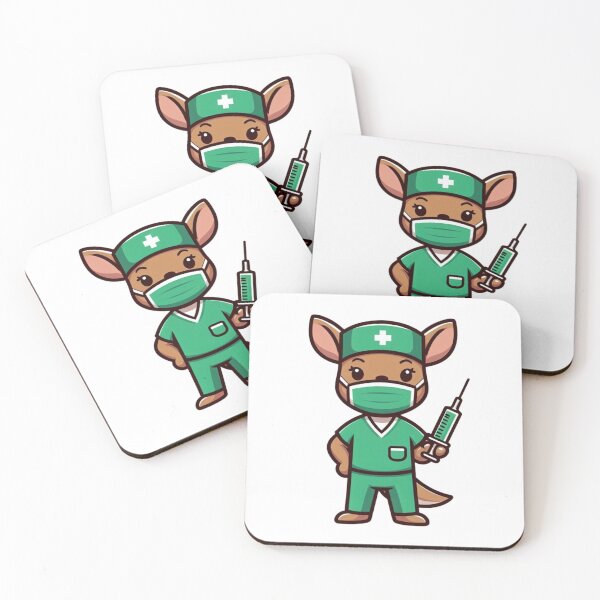 Item preview, Cartoon Kangaroo Nurse in Scrubs with Syringe – Funny Aussie Medic Art designed and sold by Confuzz1ed.