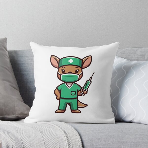 Item preview, Cartoon Kangaroo Nurse in Scrubs with Syringe – Funny Aussie Medic Art designed and sold by Confuzz1ed.