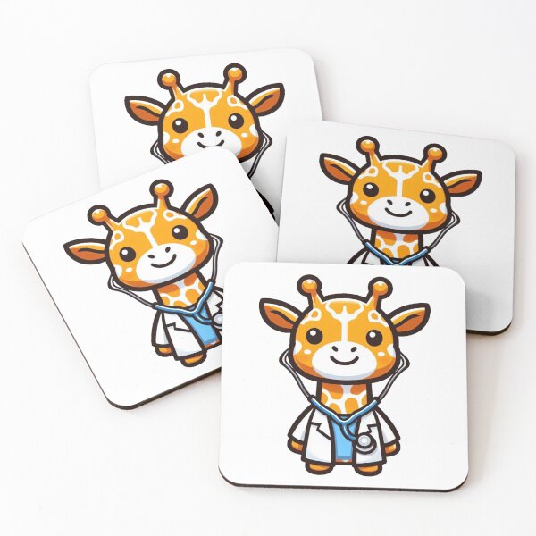 Item preview, Cartoon Giraffe Doctor with Stethoscope – Tall Medical Animal Art designed and sold by Confuzz1ed.