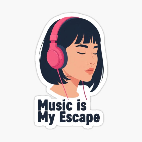 Item preview, "Music Is My Escape" Headphones & Serene Woman Design - Music Lover Product designed and sold by DMNindustries.