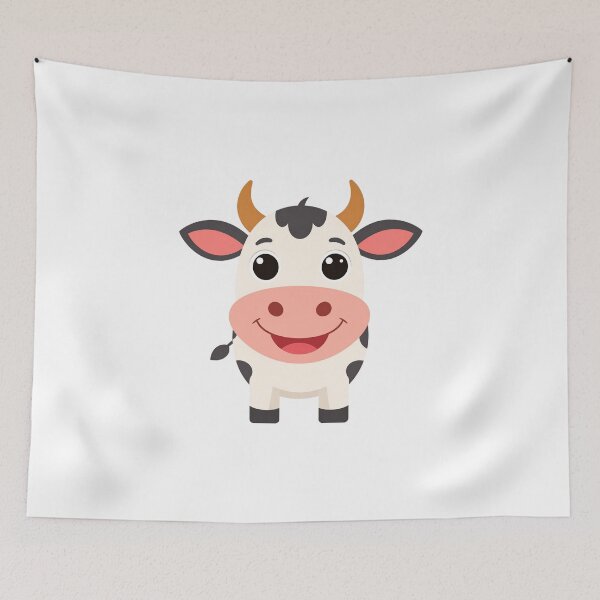 Item preview, Smiling Cartoon Cow with Big Eyes – Cute Farm Animal Illustration designed and sold by PrintCreations9.