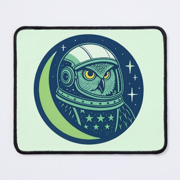 Item preview, Cosmic Owl Explorer – Retro Space Bird Illustration designed and sold by enly shop.