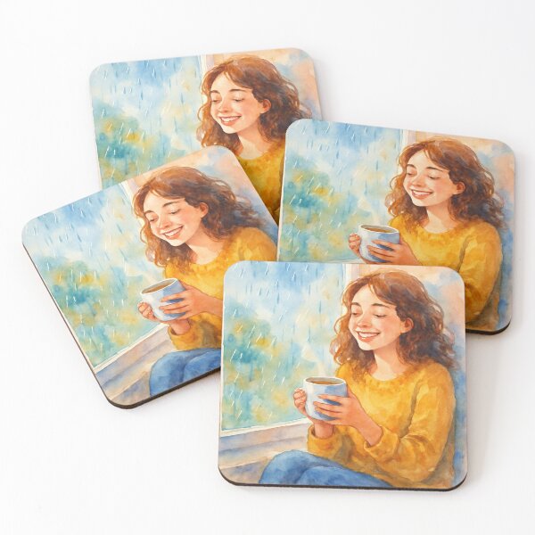 Item preview, Joie Pluvieuse : Café et SourireRainy Day Joy: Coffee and Smile designed and sold by Drawingshirts.