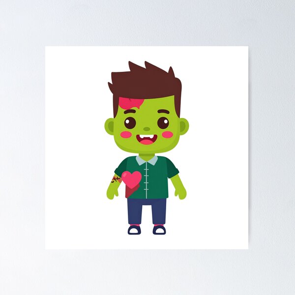 Item preview, Cute Zombie with Stitched Clothes and Heart-Shaped Blush designed and sold by PrintCreations9.