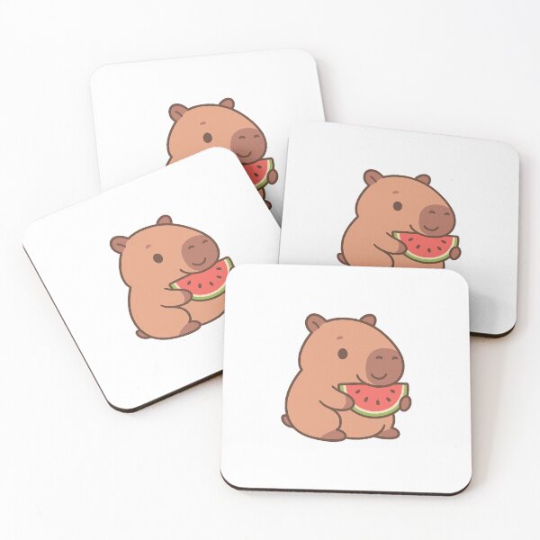 Item preview, Kawaii Capybara with Watermelon – Cute Summer Illustration designed and sold by Lolilas.