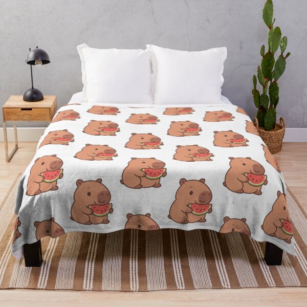 Item preview, Kawaii Capybara with Watermelon – Cute Summer Illustration designed and sold by Lolilas.