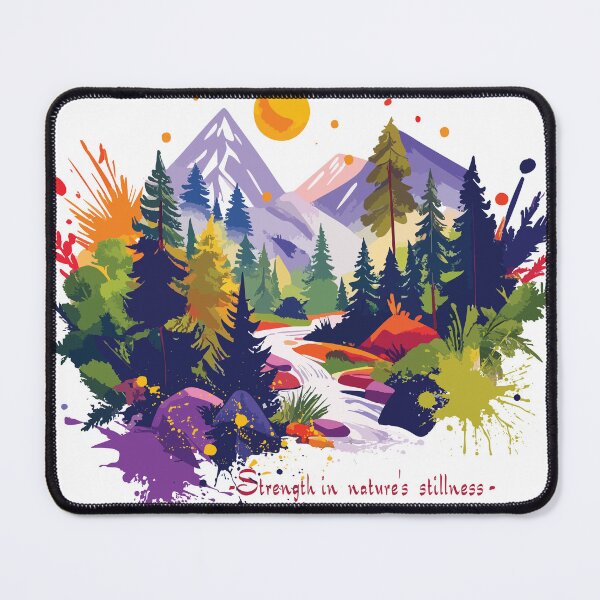 Item preview, Digital art of mountains rising from a forest with a river designed and sold by OooPstudio.