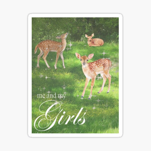 Item preview, Me and My Girls Baby Deer Fawn Poster Print T-Shirt | Baby Deer in a Meadow | Sparkly Cursive Design designed and sold by refinedfindsco.