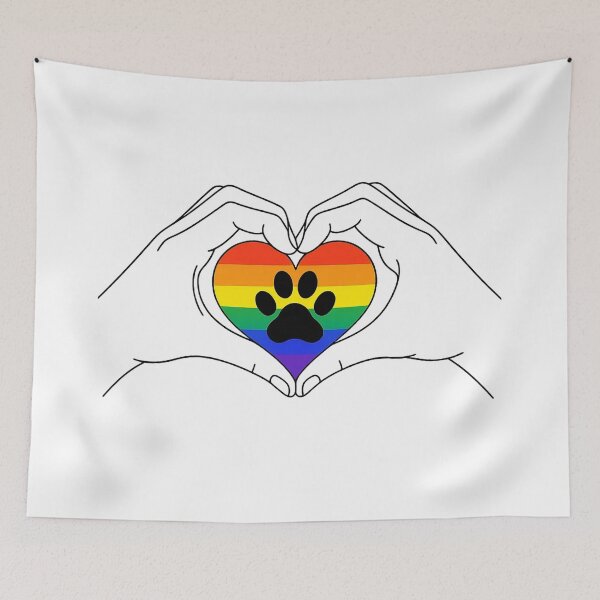 Item preview, LGBT Ally Cat Dog Paw Be Kind Gay Rainbow designed and sold by Uglyandcute.