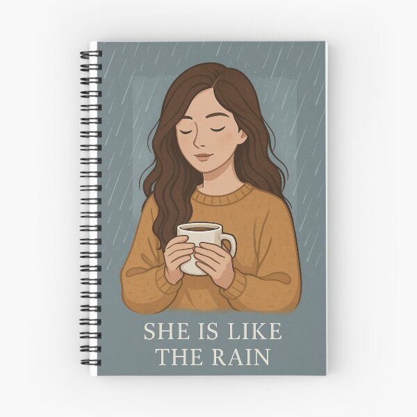 Item preview, She Is Like the Rain – Coffee in the Rain Girl Illustration Elle est comme la pluie – Illustration d’une fille avec café sous la pluie designed and sold by Drawingshirts.