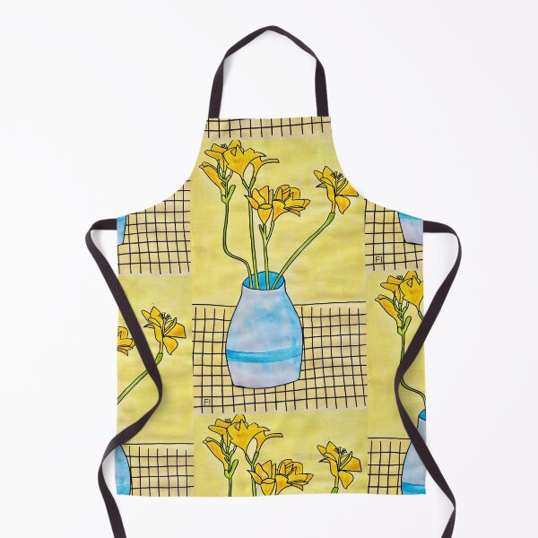 Item preview, Yellow Flowers in blue vase -watercolour  designed and sold by FionaFitzArt.