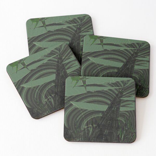 Item preview, Dark Abstract Forest – Organic Digital Energy in Green and Black designed and sold by PrometeoLight.