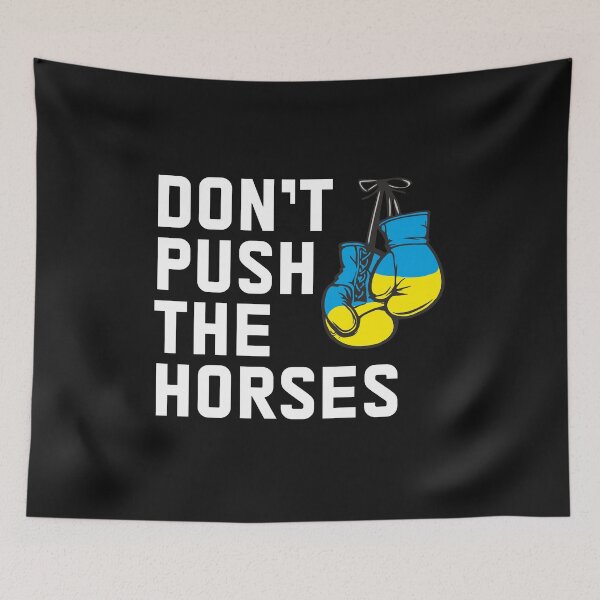 Item preview, Don't Push The Horses Ukrainian Flag Boxing Gloves designed and sold by alenaz.