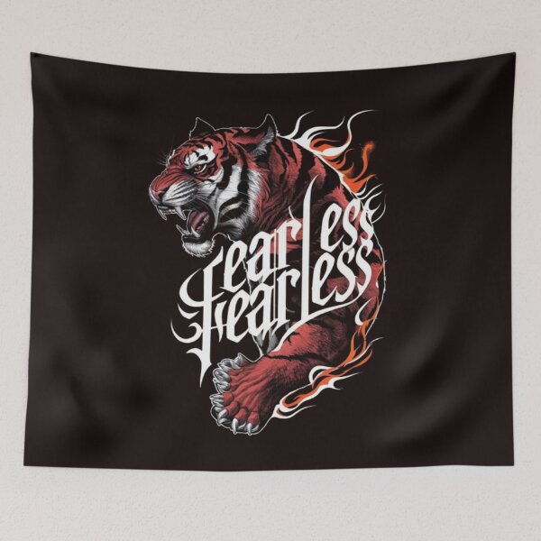 Item preview, Fearless Tiger – Fiery Typography & Wild Power Illustration designed and sold by dortmond.