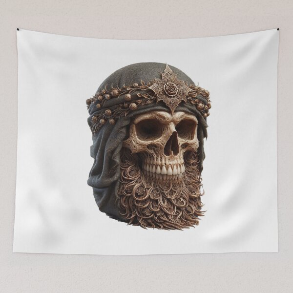 Item preview, Bearded traveler skull with material and decorated on the head designed and sold by MadinaFatt.