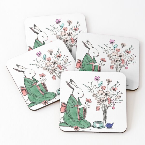 Item preview, Bunny in Green Kimono designed and sold by Scribbles & Doodles by Jinx.