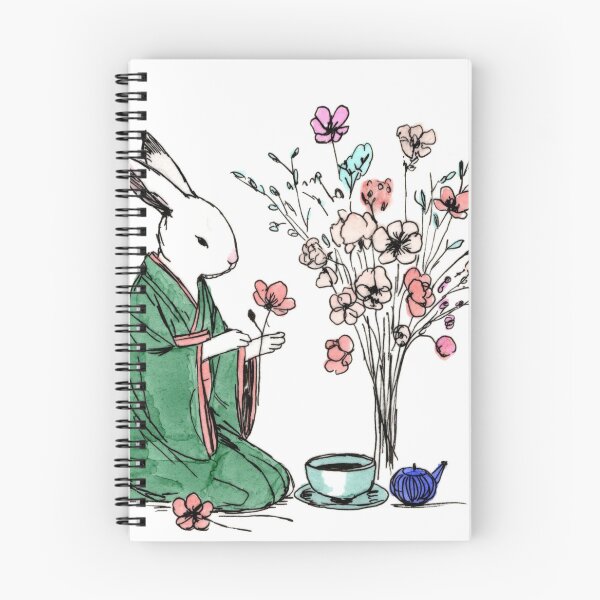 Aperçu de l'œuvre Lapin en kimono vert créée et vendue par Scribbles & Doodles by Jinx.