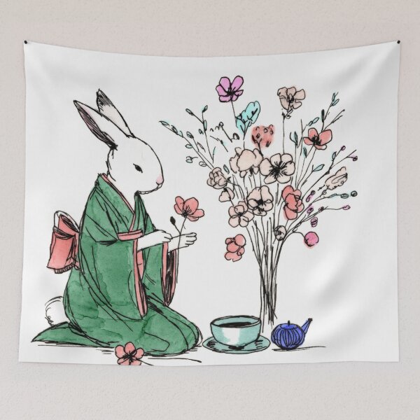 Item preview, Bunny in Green Kimono designed and sold by Scribbles & Doodles by Jinx.