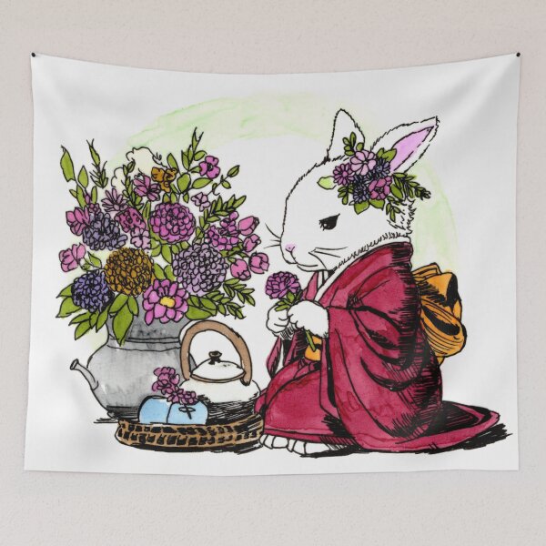 Item preview, Bunny in Burgundy Kimono designed and sold by Scribbles & Doodles by Jinx.