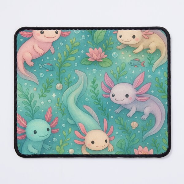 Item preview, Magical Underwater Axolotl World – Seamless Pastel Pattern designed and sold by Kajiart.