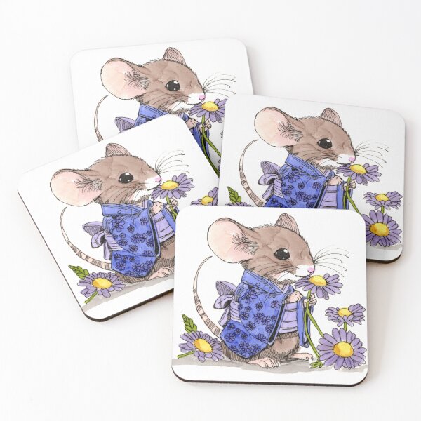 Item preview, Kimono Mouse With Flowers designed and sold by Scribbles & Doodles by Jinx.