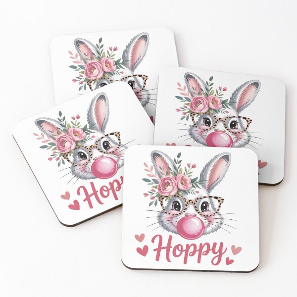 Item preview, Happy Gray Bunny with Floral Crown Cute Easter designed and sold by lalasine.story.