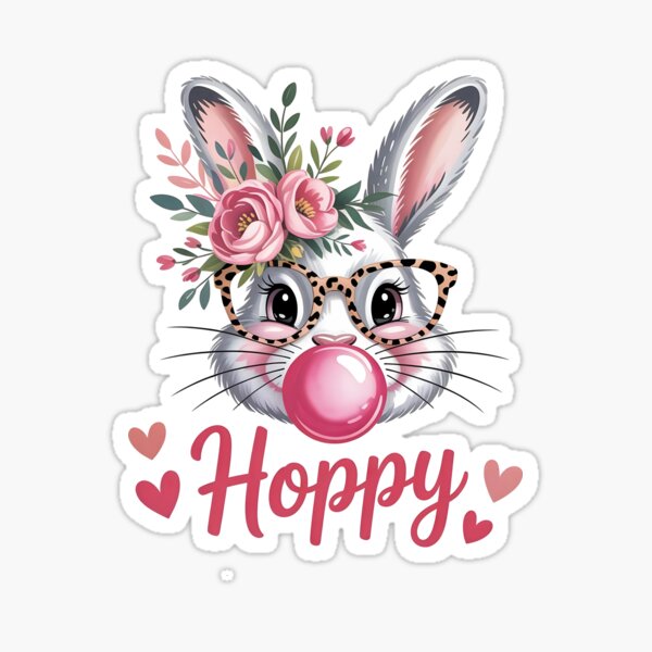 Artikel-Vorschau von Fröhlicher grauer Hase mit Blumenkrone, süße Ostern, designt und verkauft von lalasine.story.