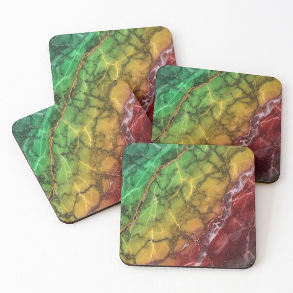 Item preview, Reggae Marble Texture – Glossy Black Stone with Vibrant Green, Yellow & Red Veins designed and sold by AV.