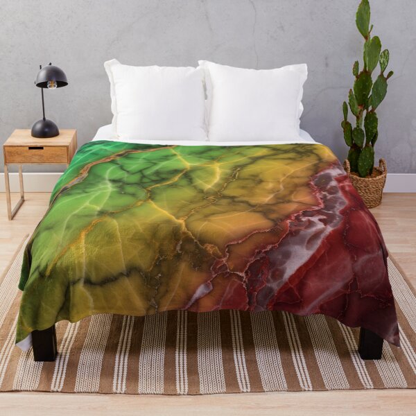 Item preview, Reggae Marble Texture – Glossy Black Stone with Vibrant Green, Yellow & Red Veins designed and sold by AV.