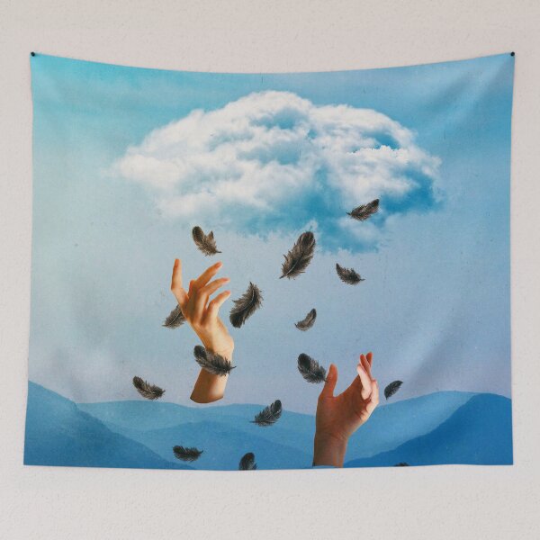 Item preview,  Reaching for What’s Lost: Surreal Hands and Feathers in Dreamscape Sky designed and sold by seamless.