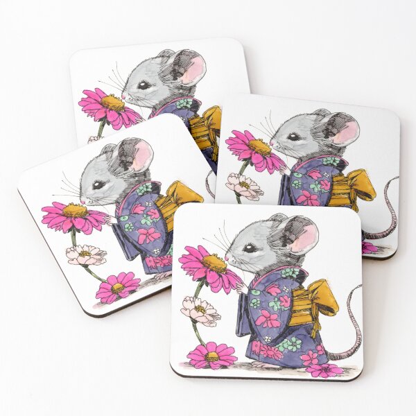Item preview, Kimono Mouse with Flower 2 designed and sold by Scribbles & Doodles by Jinx.