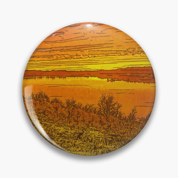 Item preview, Vibrant Cartoon Sunset Over the Lake – Scenic Nature Artwork designed and sold by TrailThrottleCo.