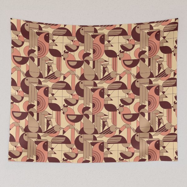 Item preview, Abstract geometric birds - red designed and sold by InkofNocturna.