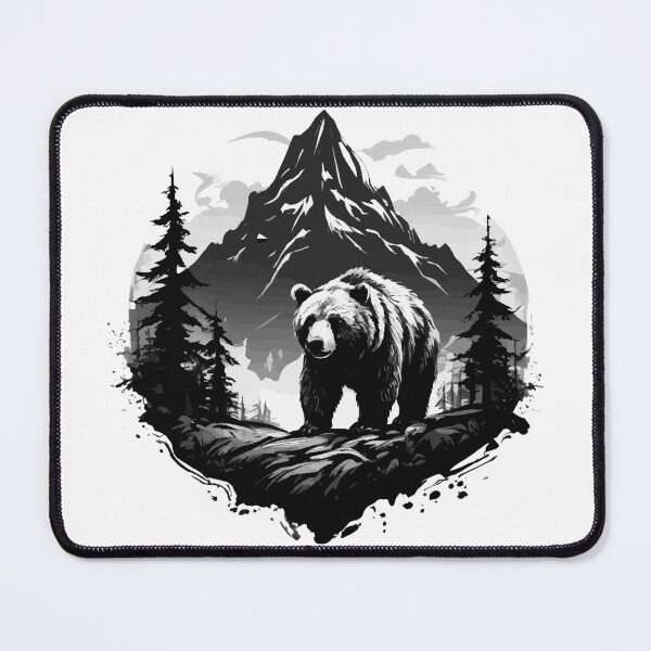 Item preview, Mountain Bear – Wilderness Majesty in Black and White designed and sold by Pixel-Up.