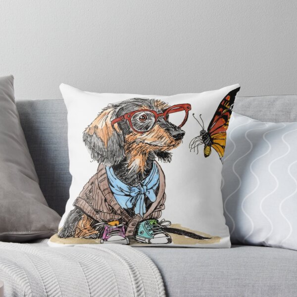 Item preview, Wirehaired Doxie and Butterfly designed and sold by Scribbles & Doodles by Jinx.