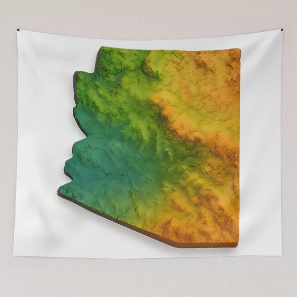 Item preview, 3D Colorful Topographic Map of Arizona (Transparent Background) designed and sold by NCLaserDesigns.