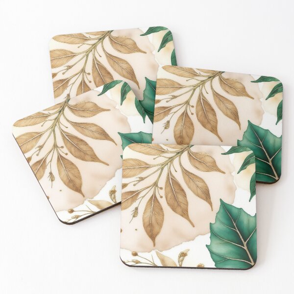 Item preview, Artistic Botanical Design with Golden and Green Leaves designed and sold by Creative88Art.