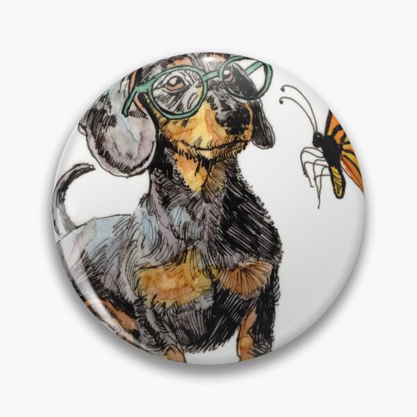 Item preview, Tri-Color Doxie and Butterfly designed and sold by Scribbles & Doodles by Jinx.