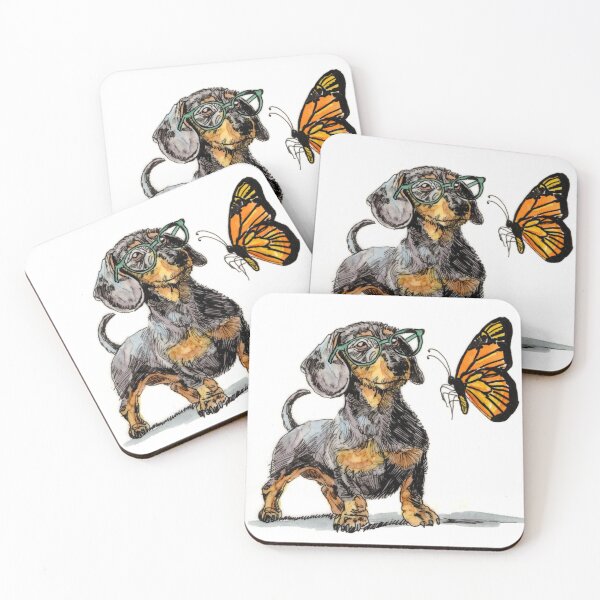 Item preview, Tri-Color Doxie and Butterfly designed and sold by Scribbles & Doodles by Jinx.