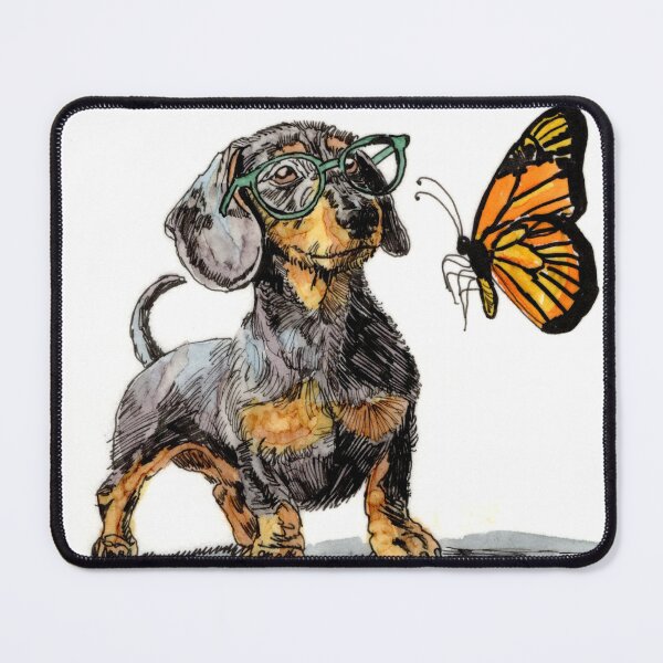Item preview, Tri-Color Doxie and Butterfly designed and sold by Scribbles & Doodles by Jinx.